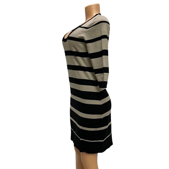Calvin Klein Women’s Tan and Black Striped Half Sleeve Knit Mini Dress, Size M - Picture 6 of 15